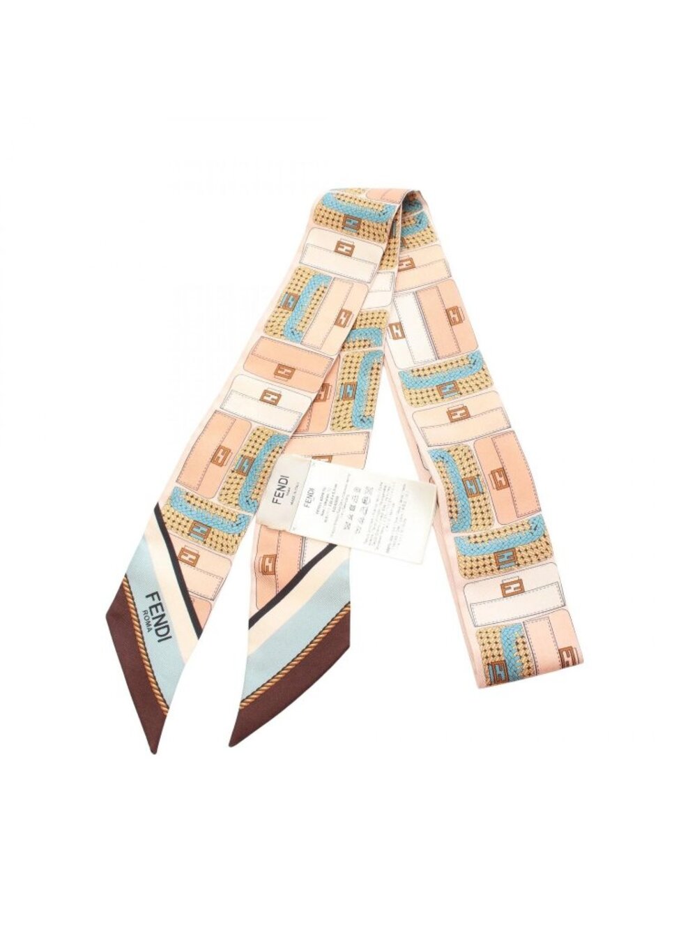 Fendi Scarf Wrappy Rappy Baguette Bag Motif Ribbon Silk